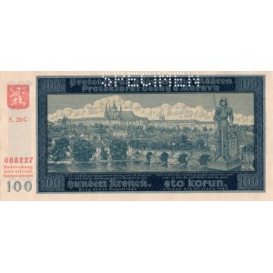 100 K Hundert kronen 20.8.1940, séria 24G, II. vydanie, perforácia SPECIMEN