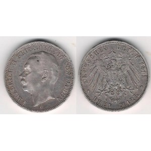 Nemecko - Baden 3 mark 1911 G, Friedrich II., 1907-1918