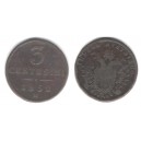 3 centisimi 1852 M, horší stav 