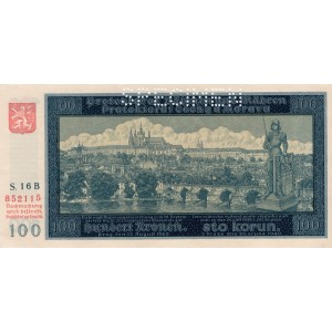 100 K Hundert kronen 20.8.1940, séria 03B, 16B, I.vydanie, perforácia SPECIMEN