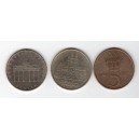 Nemecko-Democratic Republik lot 3 ks mincí 5 mark