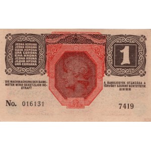 1 K Eine Krone 1.12.1916, séria 7419, stav N/0, "R"