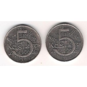 5 Kčs 1991 obe mincovne spolu