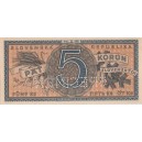 5 Ks Päť korún b.l. 1945, séria D002, perforácia SPECIMEN