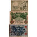 Nemecko - lot 3 ks bankoviek 10M1906, 50M1906, 100M1908