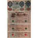 Nemecko - lot 5 ks bankoviek 20M1910, 20M 1914, 3x1000M1910