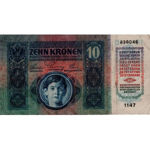 10 K Zehn kronen 2.1.1915, s.1147, stav 3-