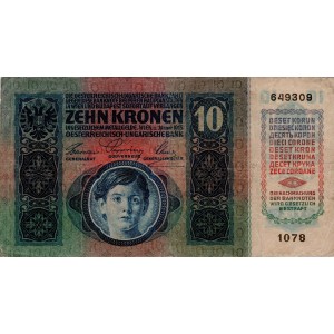 10 K Zehn kronen 2.1.1915, s.1078, stav 3-