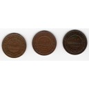 Lot mincí 1 kopek 1903, 1914, 1915 spolu 3 ks, patina 