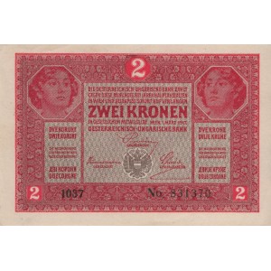 2 K Zwei Kronen 1.3.1917. séria 1414, stav 0