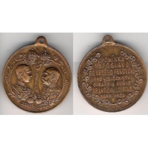 AE-medaila 1908 - K 60.výročiu panovania, Cu 33 mm