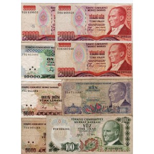 Turecko - lot 8 ks bankoviek