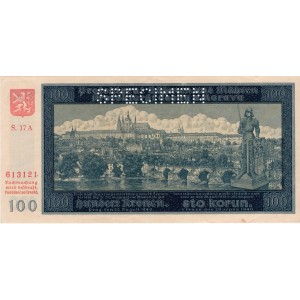 100 K Hundert kronen 20.8.1940, séria A, II.vydanie, perforácia SPECIMEN, stav 0